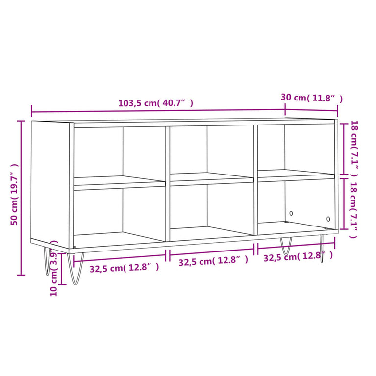 Tv-meubel 103,5x30x50 cm bewerkt hout gerookt eikenkleurig MeubelReus