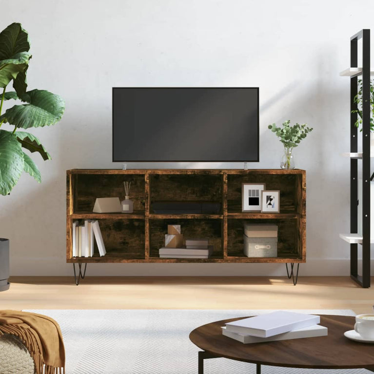 Tv-meubel 103,5x30x50 cm bewerkt hout gerookt eikenkleurig MeubelReus