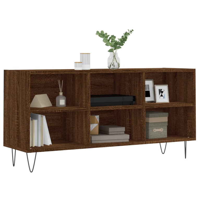 Tv-meubel 103,5x30x50 cm bewerkt hout bruin eikenkleur MeubelReus