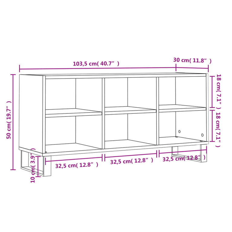 Tv-meubel 103,5x30x50 cm bewerkt hout wit MeubelReus