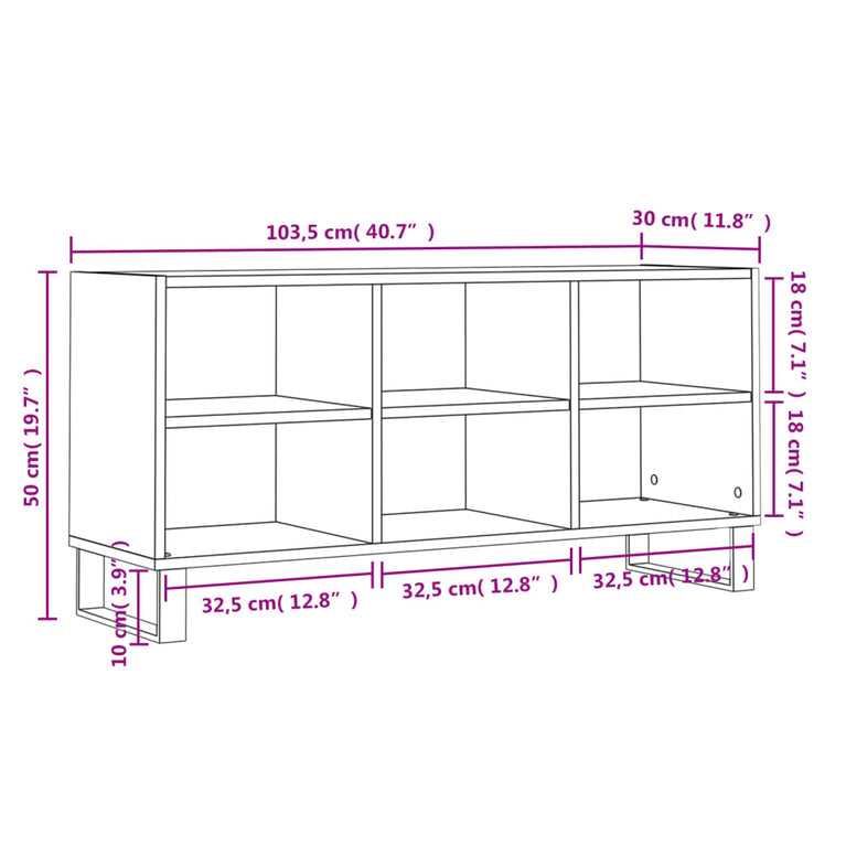 Tv-meubel 103,5x30x50 cm bewerkt hout betongrijs MeubelReus
