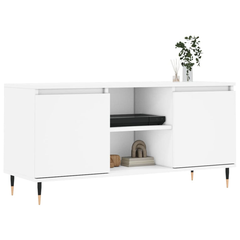 Tv-meubel 104x35x50 cm bewerkt hout wit MeubelReus