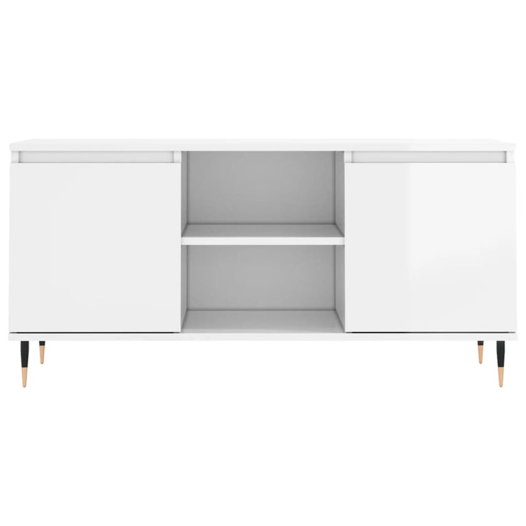Tv-meubel 104x35x50 cm bewerkt hout hoogglans wit MeubelReus
