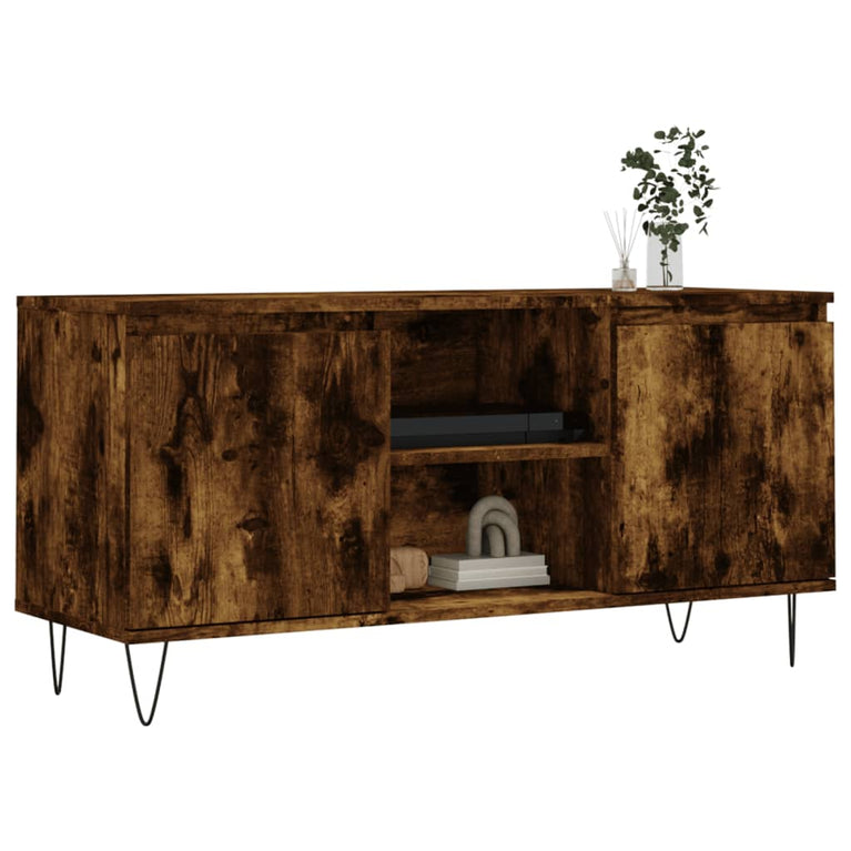 Tv-meubel 104x35x50 cm bewerkt hout gerookt eikenkleurig MeubelReus