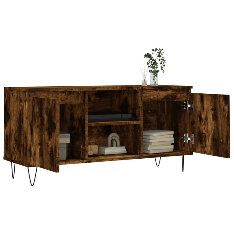 Tv-meubel 104x35x50 cm bewerkt hout gerookt eikenkleurig MeubelReus