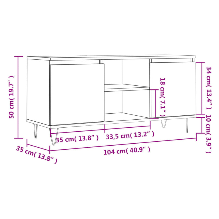 Tv-meubel 104x35x50 cm bewerkt hout gerookt eikenkleurig MeubelReus