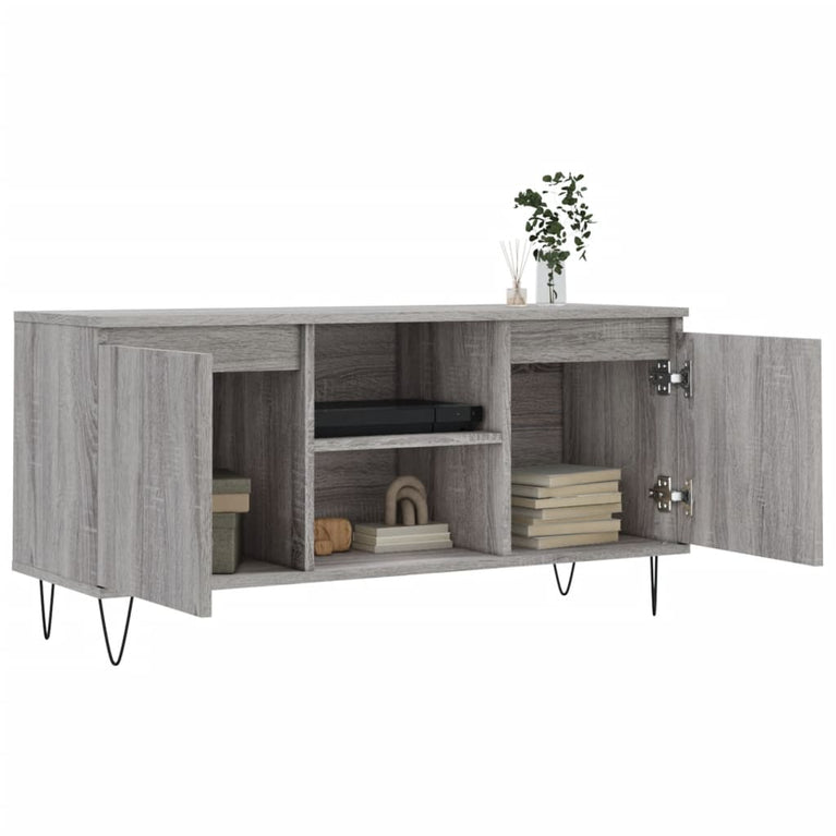 Tv-meubel 104x35x50 cm bewerkt hout grijs sonoma eikenkleurig MeubelReus