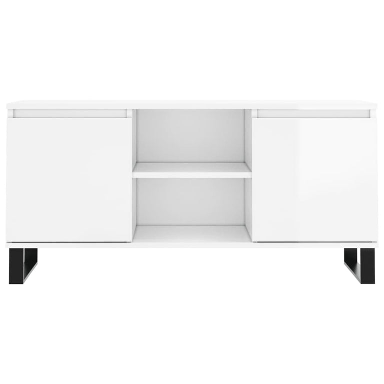 Tv-meubel 104x35x50 cm bewerkt hout hoogglans wit MeubelReus