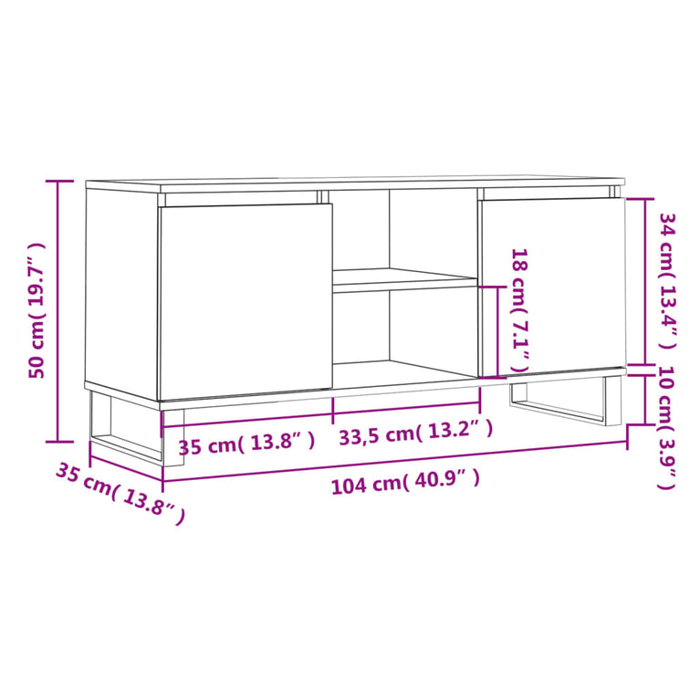 Tv-meubel 104x35x50 cm bewerkt hout hoogglans wit MeubelReus