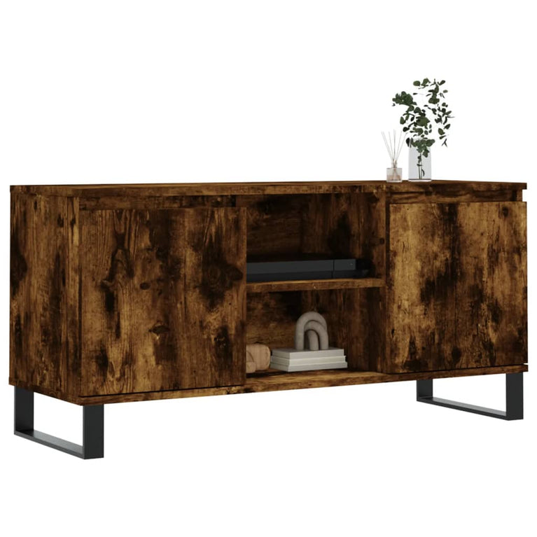 Tv-meubel 104x35x50 cm bewerkt hout gerookt eikenkleurig MeubelReus