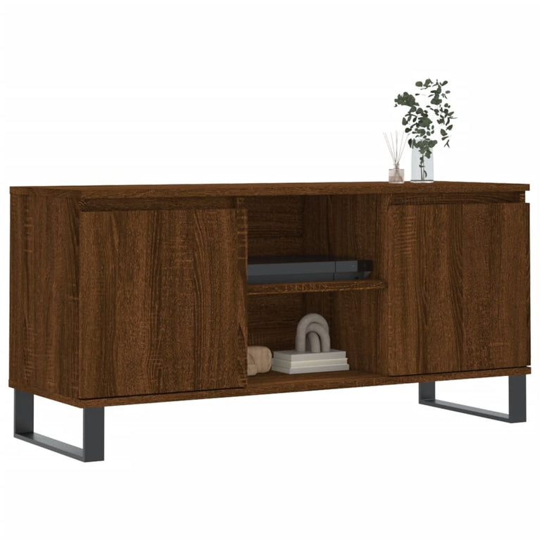 Tv-meubel 104x35x50 cm bewerkt hout bruin eikenkleur MeubelReus