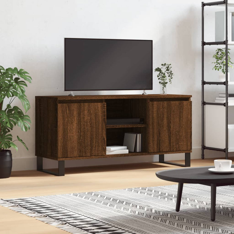 Tv-meubel 104x35x50 cm bewerkt hout bruin eikenkleur MeubelReus