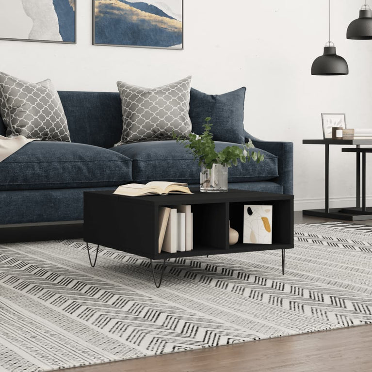 Salontafel 60x60x30 cm bewerkt hout zwart MeubelReus