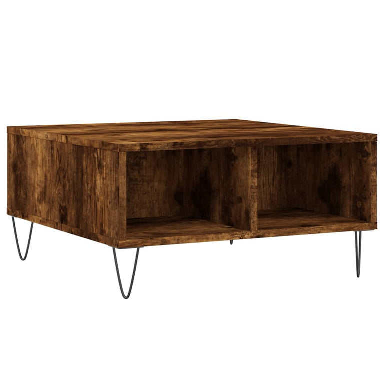 Salontafel 60x60x30 cm bewerkt hout gerookt eikenkleurig MeubelReus