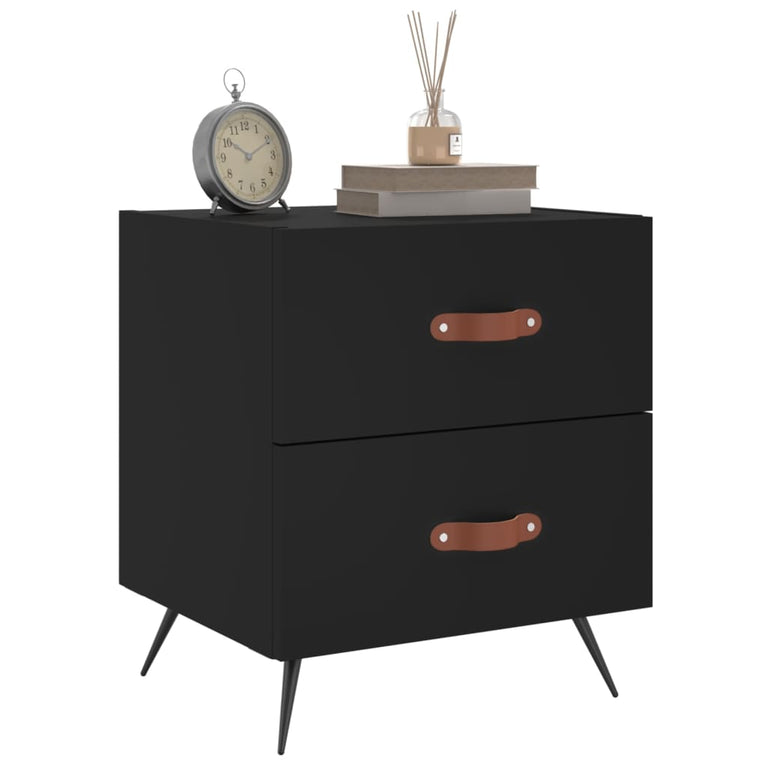 Nachtkastjes 2 st 40x35x47,5 cm bewerkt hout zwart MeubelReus
