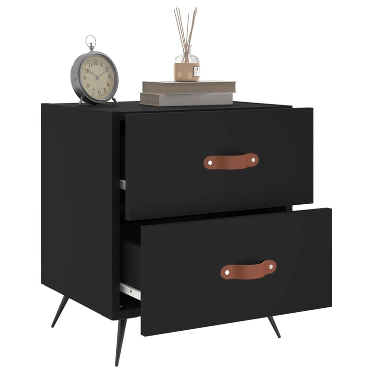 Nachtkastjes 2 st 40x35x47,5 cm bewerkt hout zwart MeubelReus