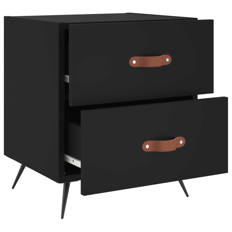 Nachtkastjes 2 st 40x35x47,5 cm bewerkt hout zwart MeubelReus