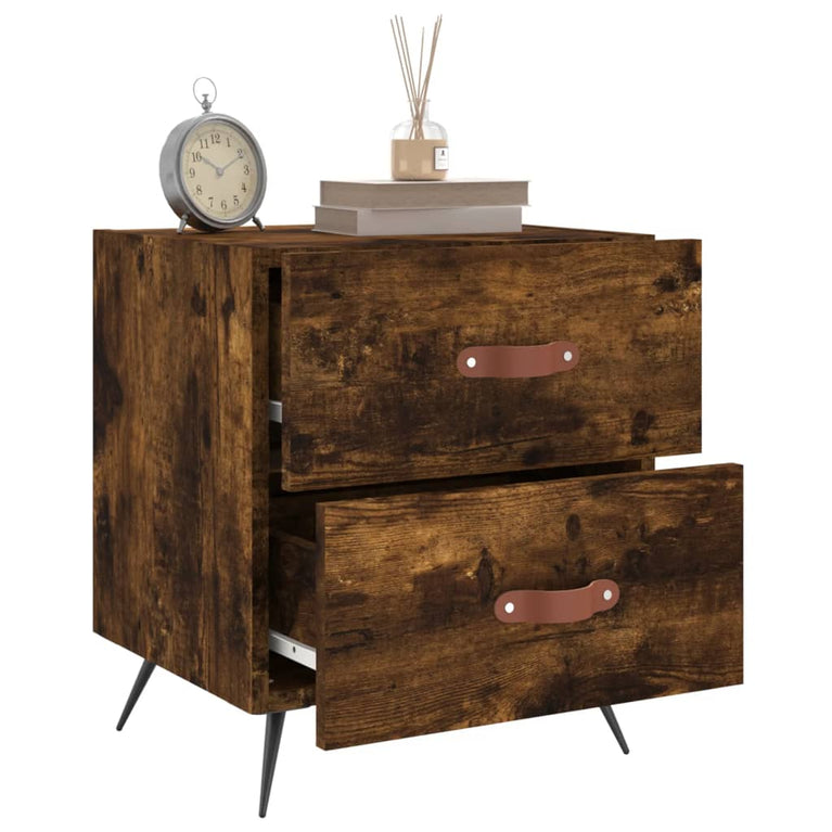 Nachtkastjes 2 st 40x35x47,5 cm bewerkt hout gerookt eikenkleur MeubelReus