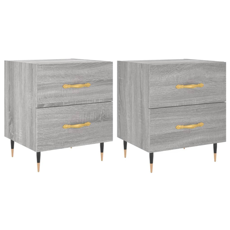 Nachtkastjes 2 st 40x35x47,5 cm bewerkt hout grijs sonoma eiken MeubelReus