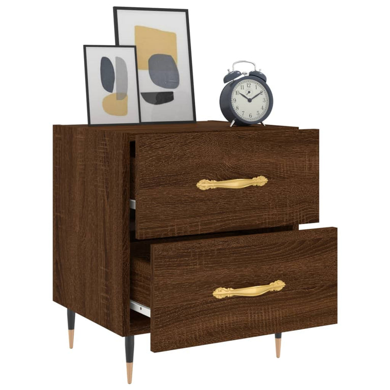 Nachtkastje 40x35x47,5 cm bewerkt hout bruin eikenkleur MeubelReus