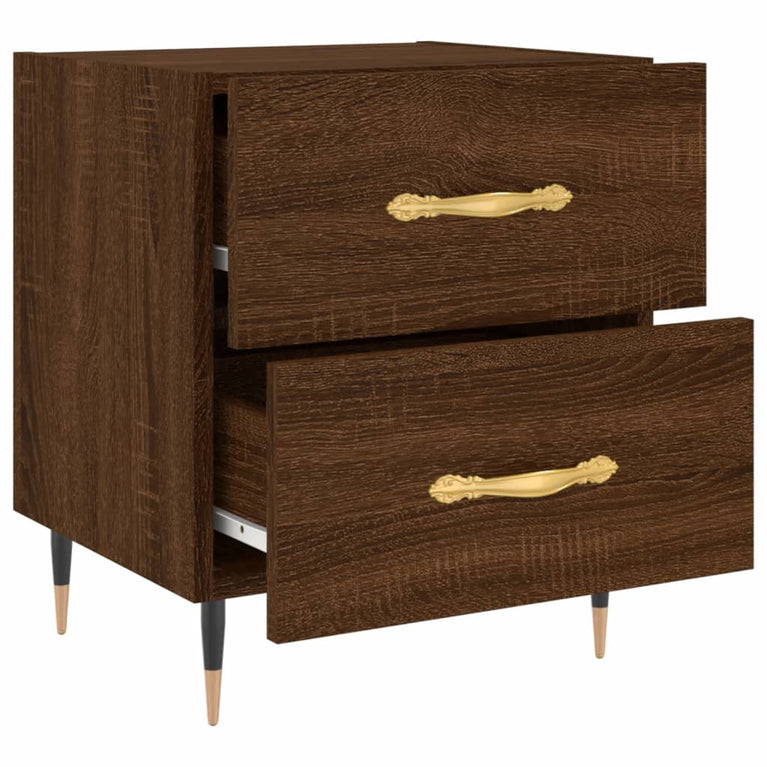 Nachtkastje 40x35x47,5 cm bewerkt hout bruin eikenkleur MeubelReus