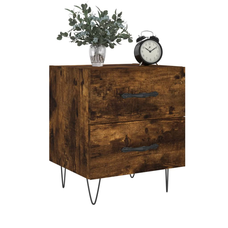 Nachtkastjes 2 st 40x35x47,5 cm bewerkt hout gerookt eikenkleur MeubelReus