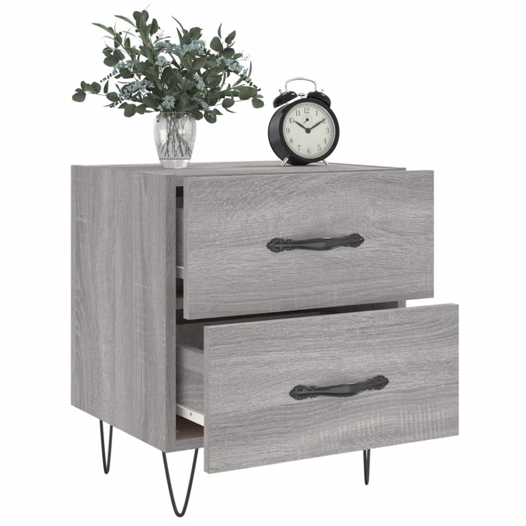 Nachtkastjes 2 st 40x35x47,5 cm bewerkt hout grijs sonoma eiken MeubelReus