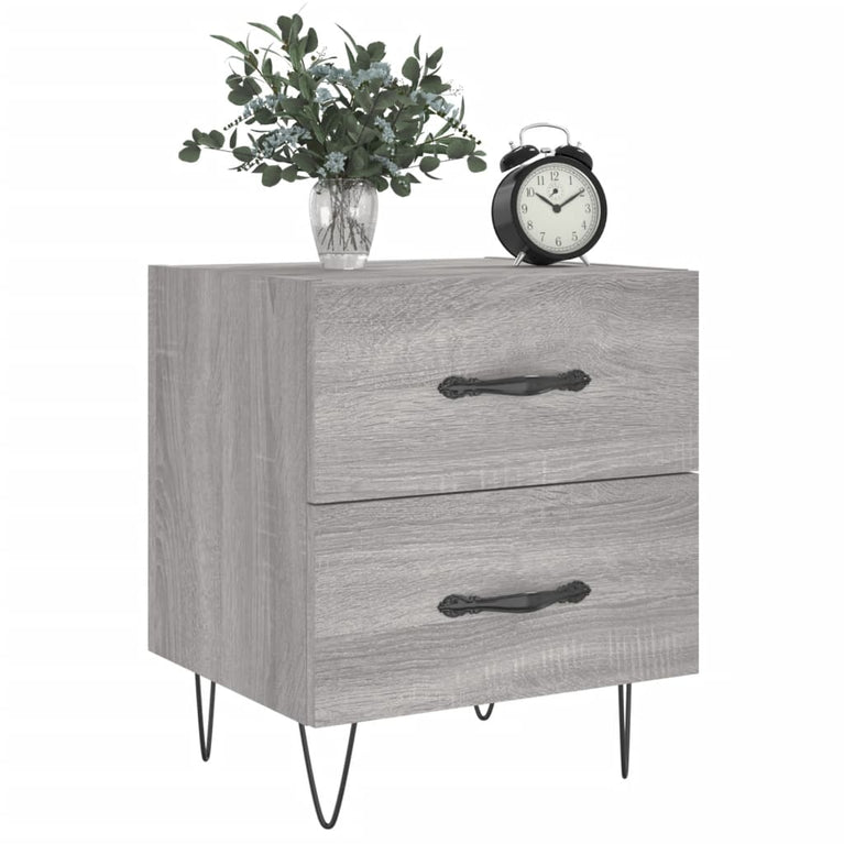Nachtkastjes 2 st 40x35x47,5 cm bewerkt hout grijs sonoma eiken MeubelReus