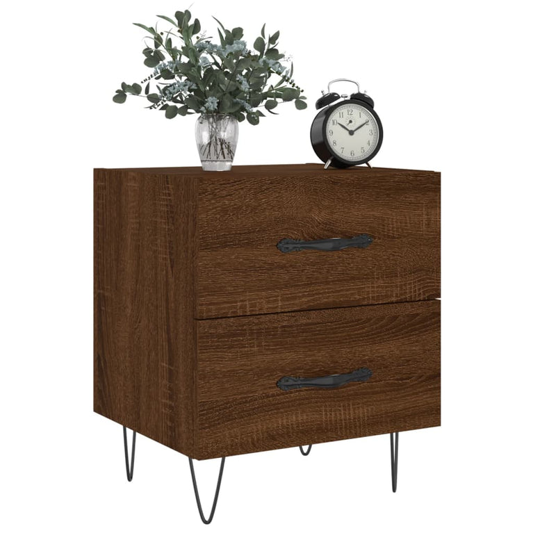 Nachtkastje 40x35x47,5 cm bewerkt hout bruin eikenkleur MeubelReus