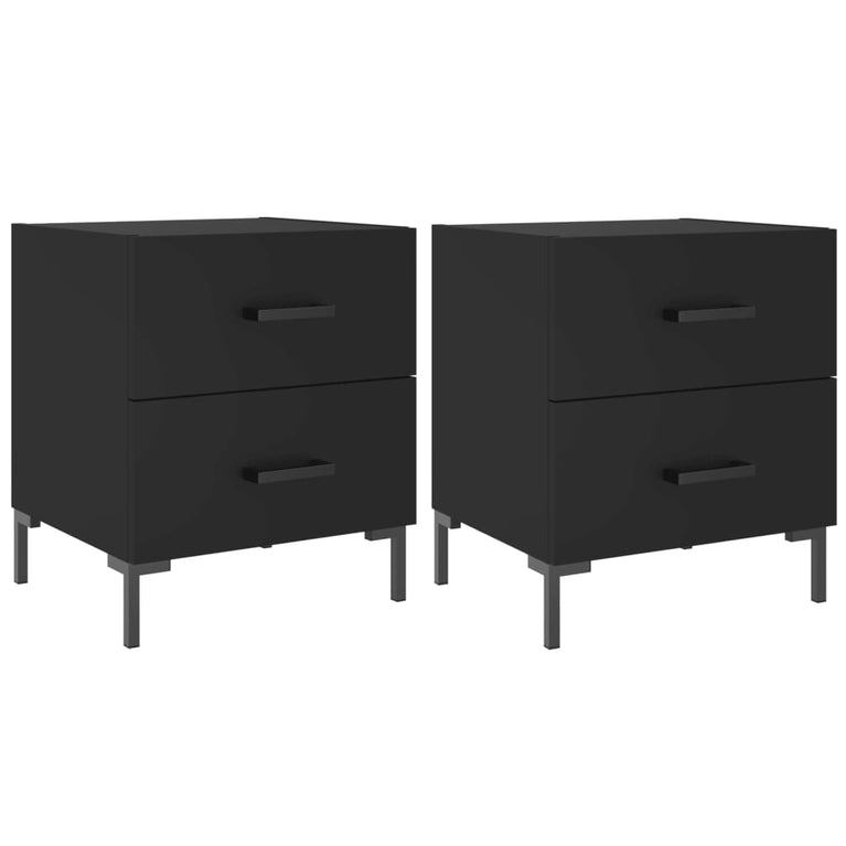Nachtkastjes 2 st 40x35x47,5 cm bewerkt hout zwart MeubelReus