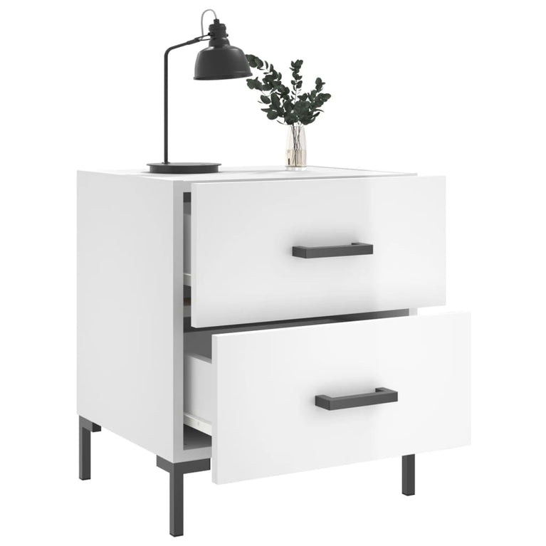Nachtkastje 40x35x47,5 cm bewerkt hout hoogglans wit MeubelReus