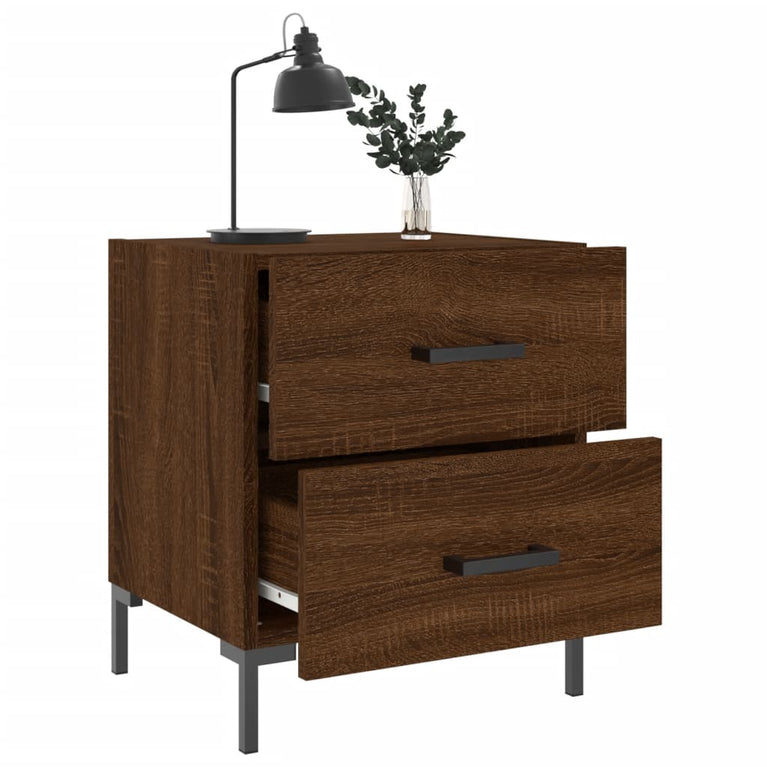 Nachtkastje 40x35x47,5 cm bewerkt hout bruin eikenkleur MeubelReus