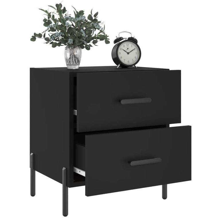 Nachtkastjes 2 st 40x35x47,5 cm bewerkt hout zwart MeubelReus