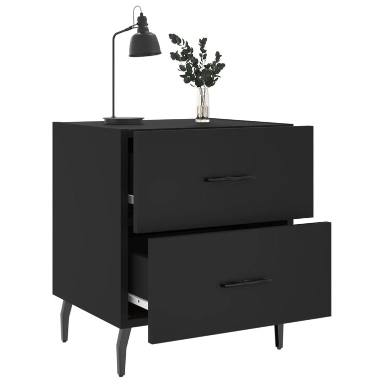 Nachtkastjes 2 st 40x35x47,5 cm bewerkt hout zwart MeubelReus