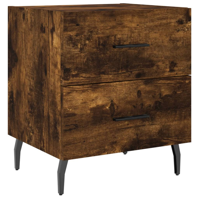 Nachtkastje 40x35x47,5 cm bewerkt hout gerookt eikenkleurig MeubelReus