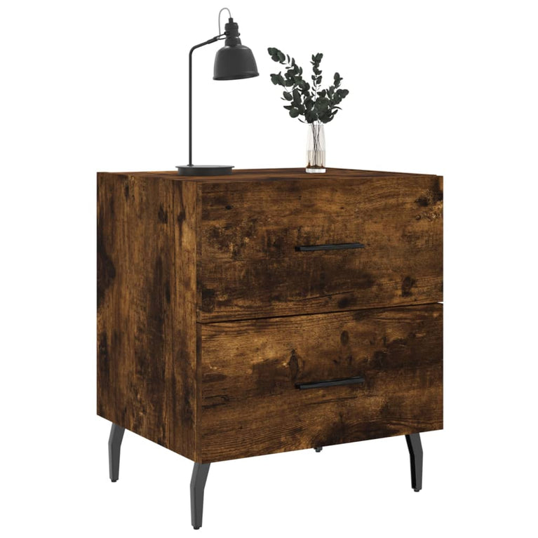 Nachtkastje 40x35x47,5 cm bewerkt hout gerookt eikenkleurig MeubelReus