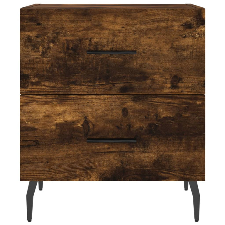 Nachtkastje 40x35x47,5 cm bewerkt hout gerookt eikenkleurig MeubelReus