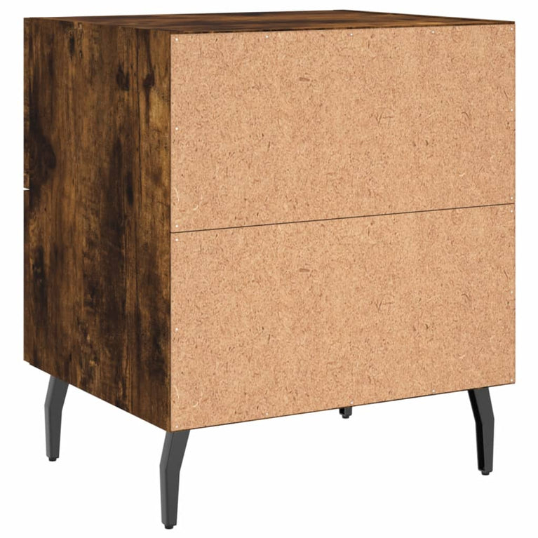 Nachtkastje 40x35x47,5 cm bewerkt hout gerookt eikenkleurig MeubelReus