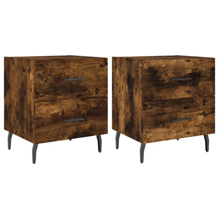 Nachtkastjes 2 st 40x35x47,5 cm bewerkt hout gerookt eikenkleur MeubelReus
