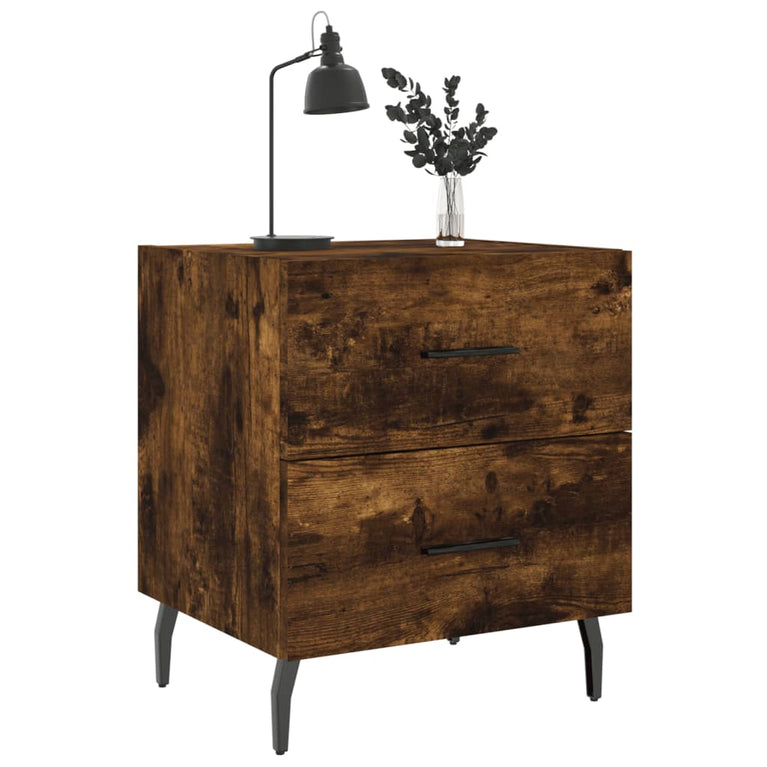 Nachtkastjes 2 st 40x35x47,5 cm bewerkt hout gerookt eikenkleur MeubelReus