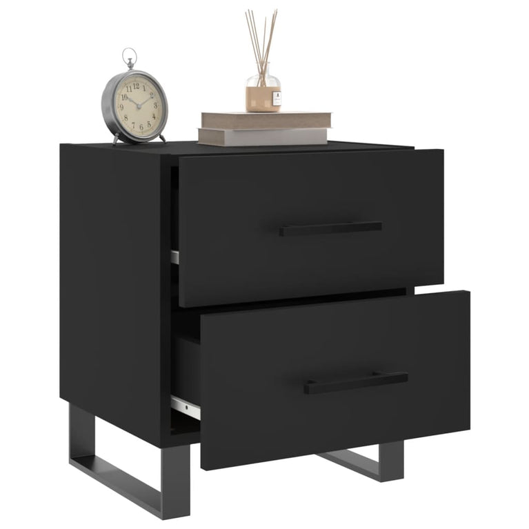 Nachtkastjes 2 st 40x35x47,5 cm bewerkt hout zwart MeubelReus