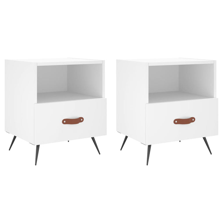 Nachtkastjes 2 st 40x35x47,5 cm bewerkt hout wit MeubelReus