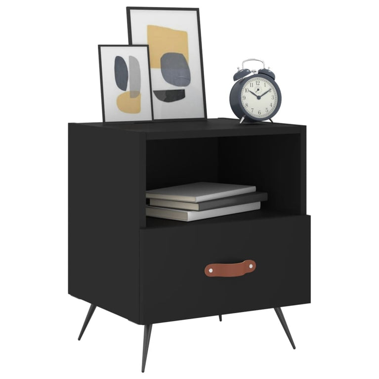 Nachtkastjes 2 st 40x35x47,5 cm bewerkt hout zwart MeubelReus
