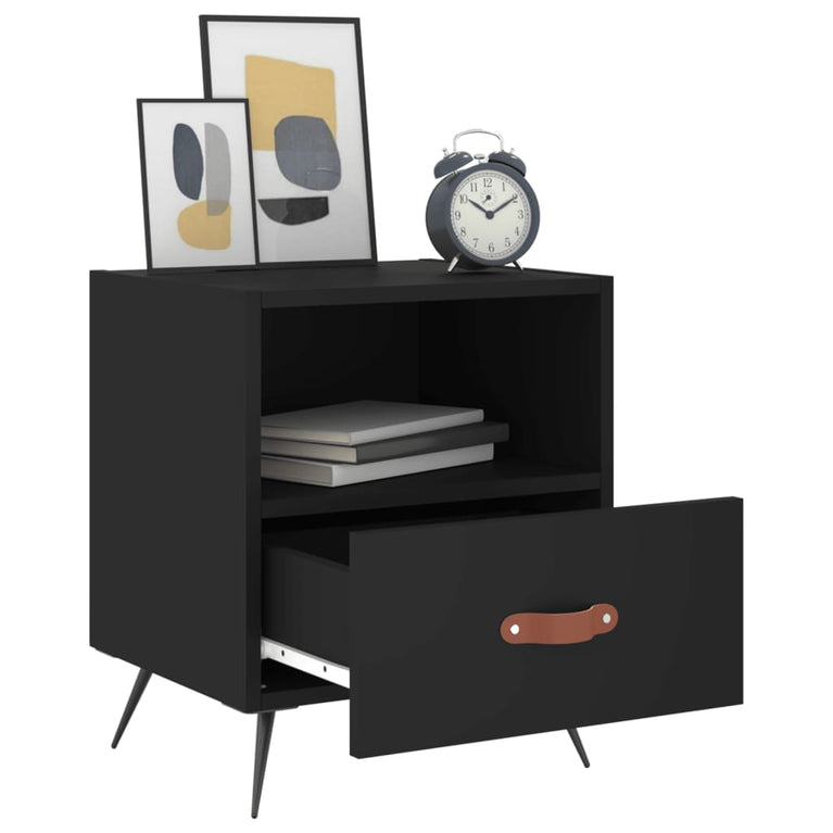 Nachtkastjes 2 st 40x35x47,5 cm bewerkt hout zwart MeubelReus