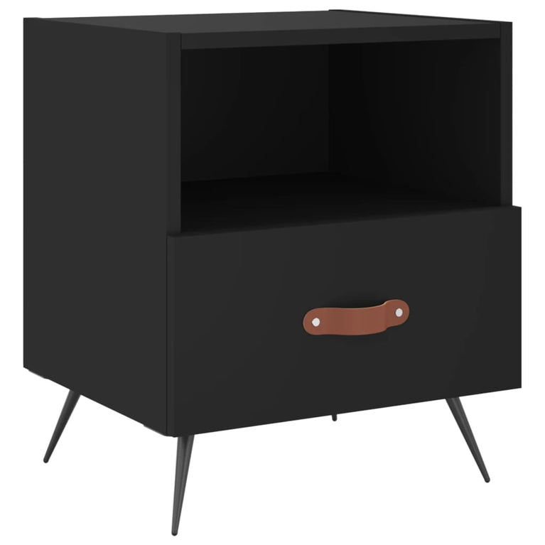 Nachtkastjes 2 st 40x35x47,5 cm bewerkt hout zwart MeubelReus