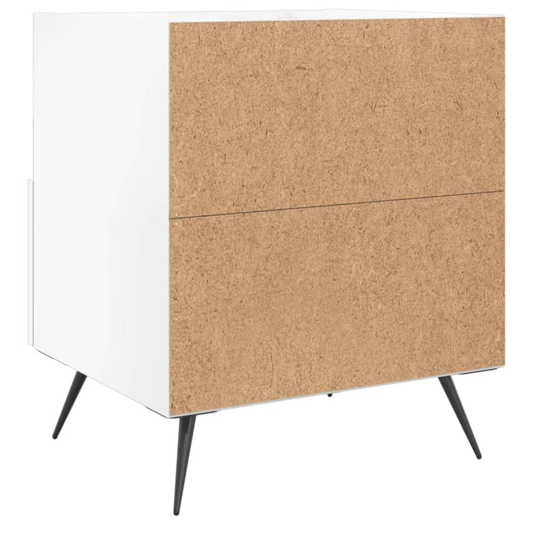 Nachtkastje 40x35x47,5 cm bewerkt hout hoogglans wit MeubelReus