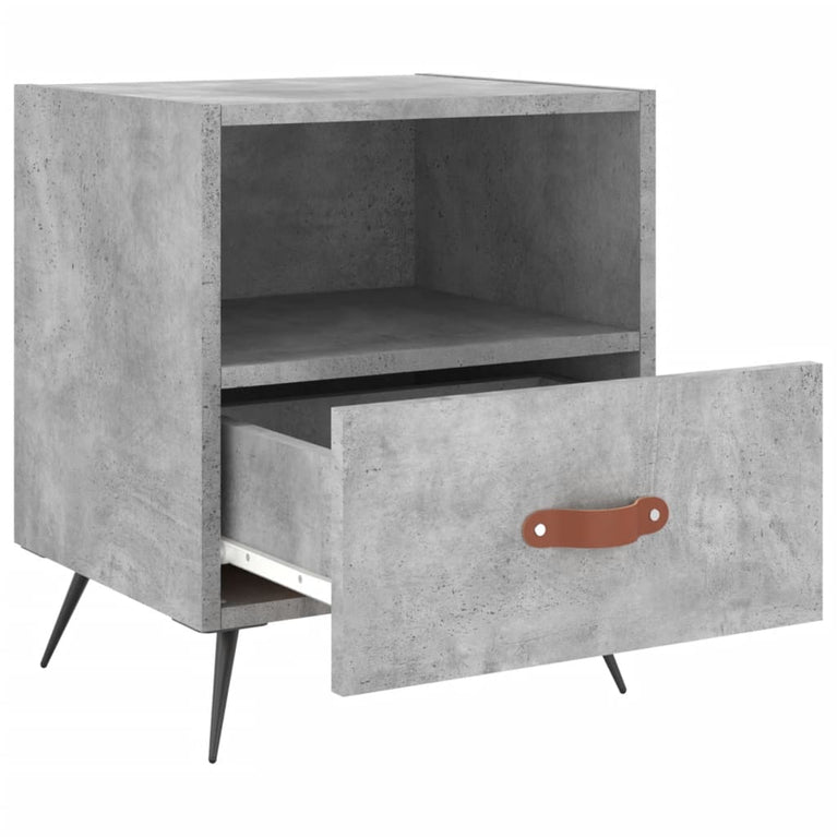 Nachtkastje 40x35x47,5 cm bewerkt hout betongrijs MeubelReus