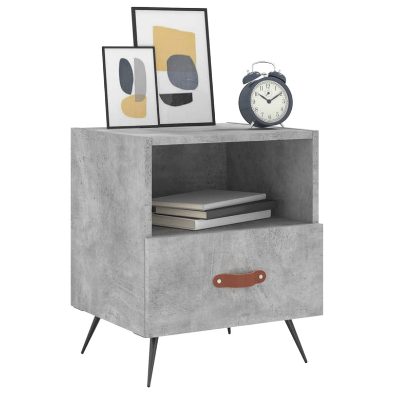 Nachtkastjes 2 st 40x35x47,5 cm bewerkt hout betongrijs MeubelReus