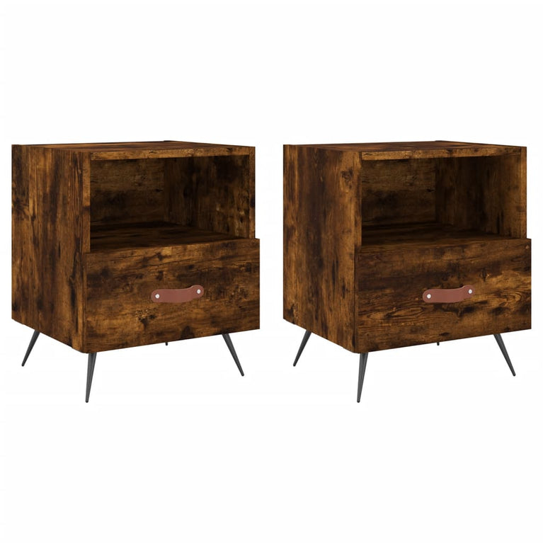 Nachtkastjes 2 st 40x35x47,5 cm bewerkt hout gerookt eikenkleur MeubelReus