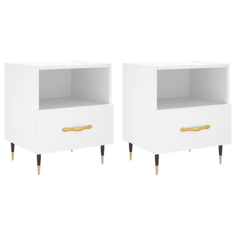 Nachtkastjes 2 st 40x35x47,5 cm bewerkt hout wit MeubelReus